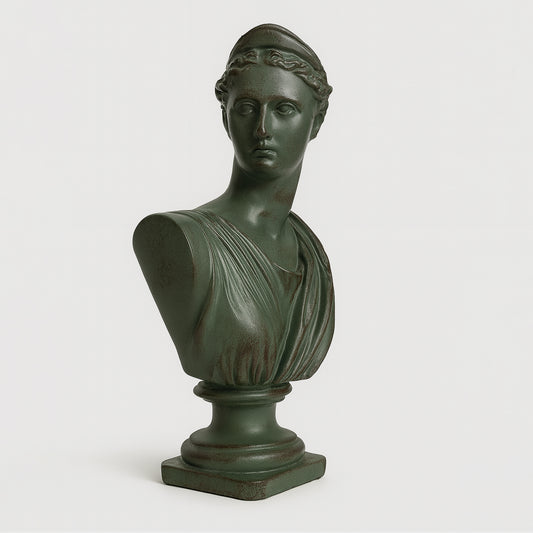 Busto Artemis en cemento 'Greek Coastal' Verde. -Limited Edition.